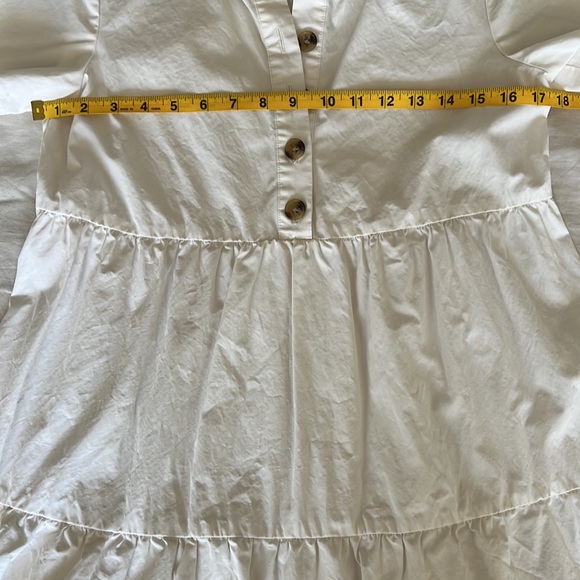 Madewell Button Front Babydoll Tiered Mini Dress - White - Picture 8 of 11